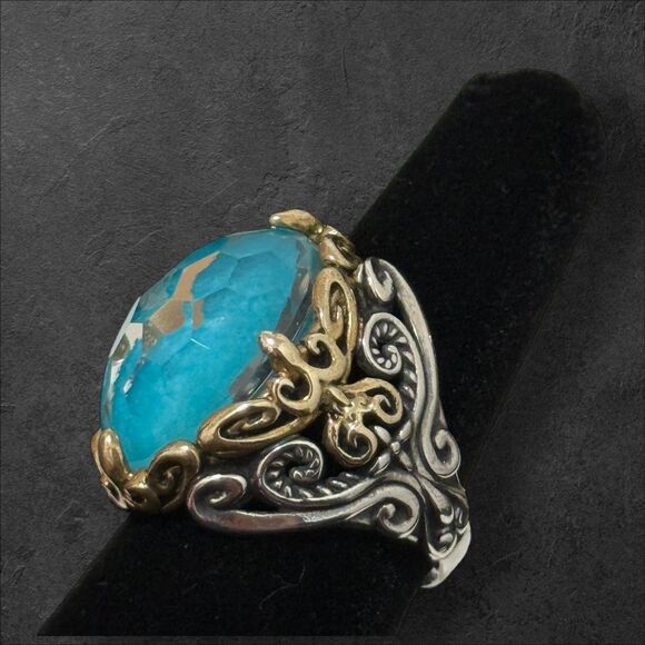 Carolyn Pollack Relios Size 8 Sterling & Brass Statement Ring - Picture 2 of 5